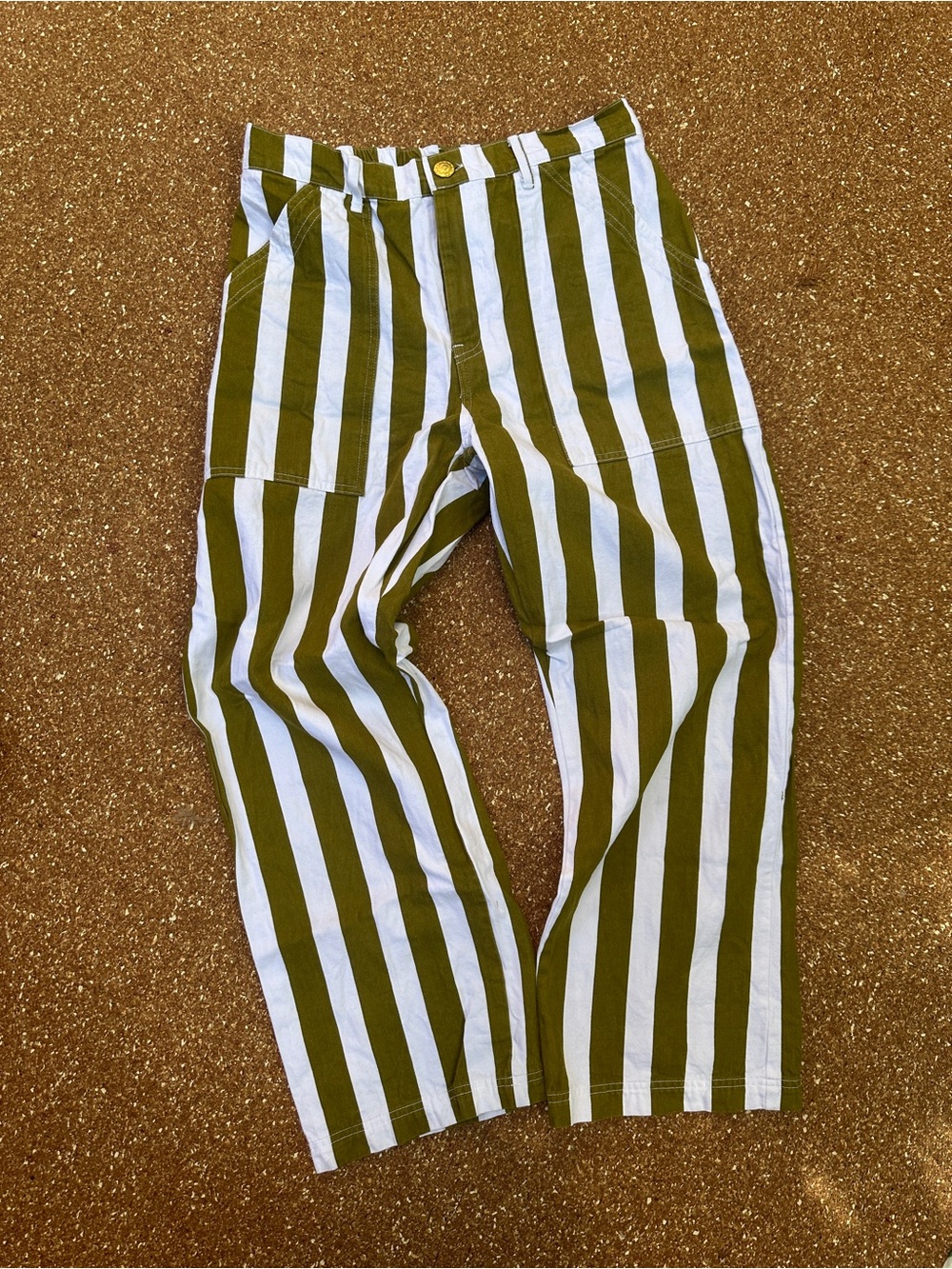 BIG BUD PRESS olive stripe work pants